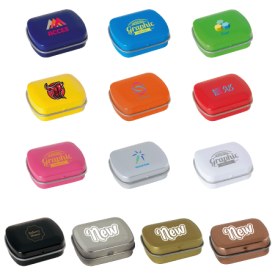 Klein blik met ca. 10 gr. extra strong suikervrije `triangle` mints