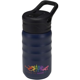 Knox 350 ml RCS gerecyclede dubbelwandige roestvrijstalen sportfles met uitklapbaar rietje-Marineblauw