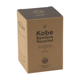 Kobe Bamboo thermosbeker 350 ml - gerecycled RVS - dubbelwandig - push-on deksel - afsluitbaar
