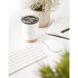 Kobe Bamboo thermosbeker 350 ml - gerecycled RVS - dubbelwandig - push-on deksel - afsluitbaar