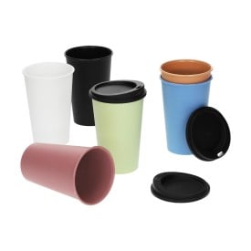 Koffiebeker met deksel 300ml - plastic - herbruikbaar