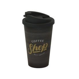 Deluxe koffiebeker 350ml - kunststof - dubbelwandig - lekvrij