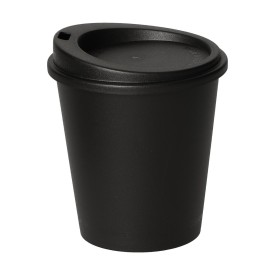 Koffiebeker met deksel 0,2 ltr.-Zwart