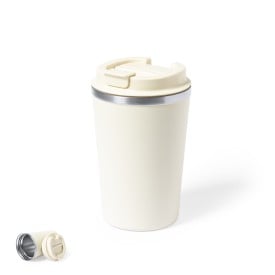 Koffiebeker vicuit 350ml - RVS - dubbelwandig - matte kleur - afsluitbaar
