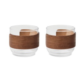 Koffieglazen set walnoot greep