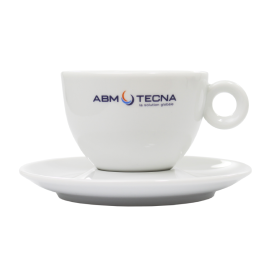 Cappuccino kop en schotel - 200ml - porselein - wit - klein oortje