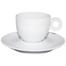 Elegant koffiekop en schotel - 150ml - porselein - wit