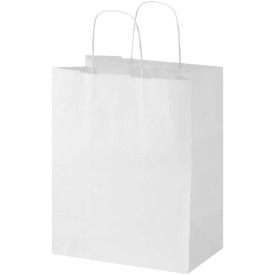 Kraft papieren tas 80–90 g/m² met gedraaide handvatten – 25 x 15 x 32 cm-Wit