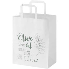 Kraft papieren tas 80 g/m² met platte handvatten – 25 x 15 x 32 cm-Wit
