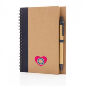 Spiraal notitieboek - A6/A5 - papier - 70 vellen - gelinieerd - hardcover - inclusief kraft pen