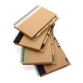 Spiraal notitieboek - A6/A5 - papier - 70 vellen - gelinieerd - hardcover - inclusief kraft pen