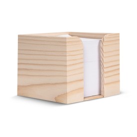 Kubushouder hout met wit papier 10x10x8.5cm-Natuur