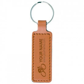 Kunstlederen sleutelhanger smal-Cognac