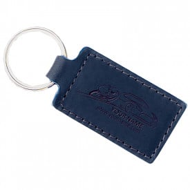 Kunstlederen sleutelhanger vierkant-Blauw