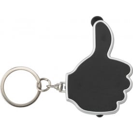 Kunststof sleutelhanger handje met stylus en lampje-Zwart