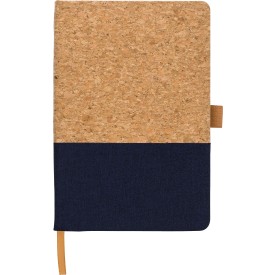Kurk en katoenen notitieboekje Trevor-Blauw