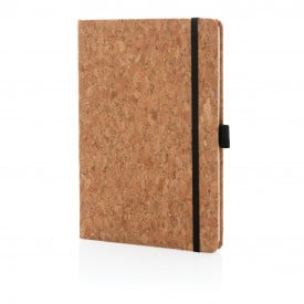 Notitieboek - A5 - kurk - 96 vellen - gelinieerd - hardcover - sluitelastiek, pennenlus en lint