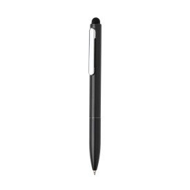 Kymi RCS-gecertificeerde gerecycled aluminium pen met stylus-Zwart