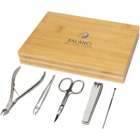 Manicureset - RVS en bamboe - 5-delig - in bamboe box