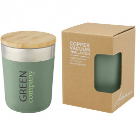 Lagan koperen vacuüm geïsoleerde roestvrijstalen beker van 300 ml met bamboe deksel-Heather groen