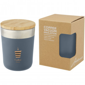 Lagan koperen vacuüm geïsoleerde roestvrijstalen beker van 300 ml met bamboe deksel-Ijs blauw