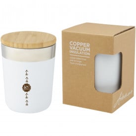 Beker 300ml - RVS - kopergeïsoleerd - vacuüm - met bamboe deksel