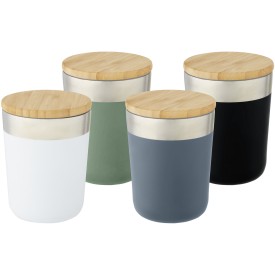 Beker 300ml - RVS - kopergeïsoleerd - vacuüm - met bamboe deksel