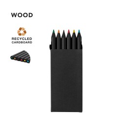 Lameiro potloodset - hout - 6-delig - mini - zwart