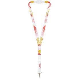 Lanyard met 2 zijden sublimatie voorzien van haak, buckle en veiligheidssluiting-Wit, wit