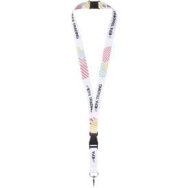 Lanyard met 2 zijden sublimatie voorzien van haak, buckle en veiligheidssluiting-Wit