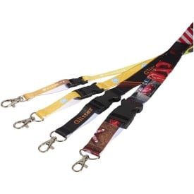 Lanyard met 2 zijden sublimatie voorzien van haak, buckle en veiligheidssluiting