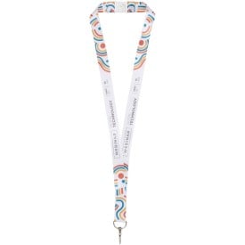 Lanyard met 2 zijden sublimatie voorzien van haak en veiligheidssluiting-Wit, wit
