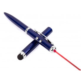 Laserpen - metaal - laser- en lichtfuncties - met stylus - blauwe inkt