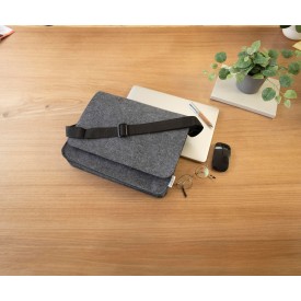 Layla laptoptas 15 inch - rPET vilt - verstelbare draagband - klittenbandsluiting