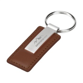 Sleutelhanger - leer - metalen ring