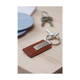 Sleutelhanger - leer - metalen ring