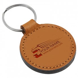 Lederen auto sleutelhanger-Cognac