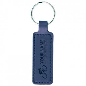 Lederen sleutelhanger smal-Blauw