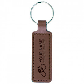 Smal sleutelhanger - leer - 6 cm
