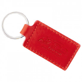 Lederen sleutelhanger vierkant-Rood