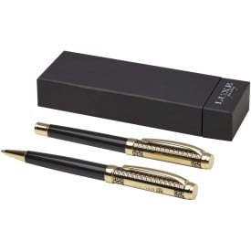 Legato pennenset - gerecycled messing - blauwe inkt - balpen en rollerbalpen - geschenkverpakking