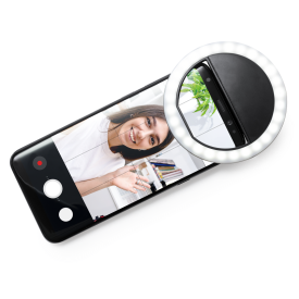 Lichtgevende ring voor smartphone - kunststof - 28 LED's - oplaadbaar