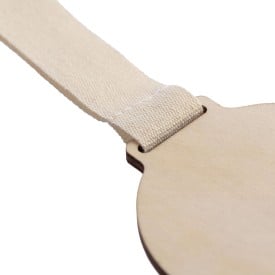 Koa medaille Ø 7 cm - beuken - lanyard van 90 x 2 cm