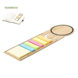 Tecin liniaal - bamboe - 13 cm - boekenlegger met plakbriefjes