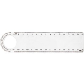 Ashlyn liniaal - kunststof - 15 cm - loep - gradenboog