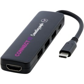 Loop USB multimedia-adapter - gerecycled kunststof - met HDMI-poort