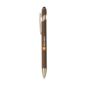 Luca Stylus pen - aluminium - blauwschrijvend - soft touch
