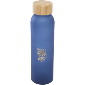 Lume 500 ml fles van mat natronkalkglas met bamboe deksel -Oceaan blauw