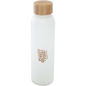 Lume 500 ml fles van mat natronkalkglas met bamboe deksel -Wit