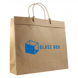 Luxe papieren kraft tas 180 g/m² - A3 liggend - bruin - met omslag - papieren koord